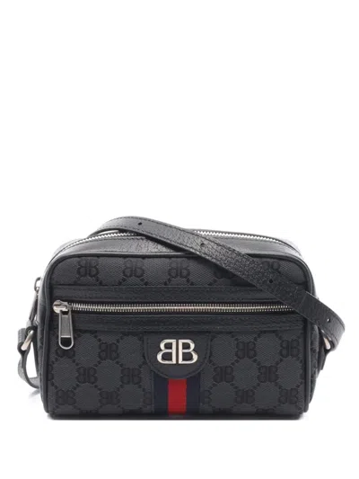 Pre-owned Balenciaga X Gucci 2010s The Hacker Project Web Line Camera Bag In Black