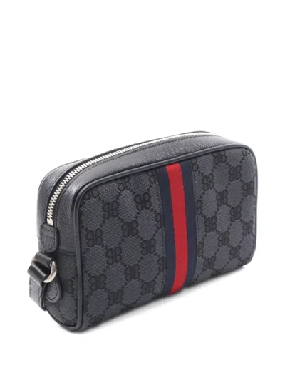 Pre-owned Balenciaga X Gucci 2010s The Hacker Project Web Line Camera Bag In Black