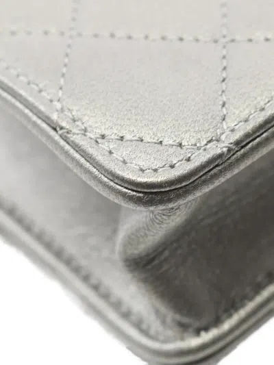 Pre-owned Chanel 2020-2021 Matelassé Chain Shoulder Bag In Gray
