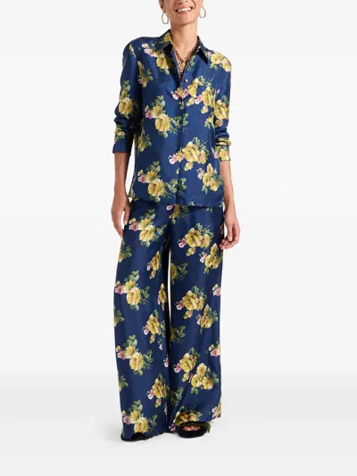 La Doublej Palazzo Pants Riptide Midnight Blue In Blue