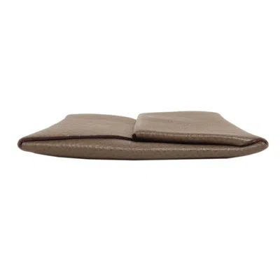Pre-owned Hermes Bastia Etoupe Gray Epsom Leather Coin Purse/coin Case ()