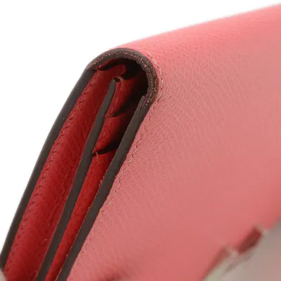 Pre-owned Hermes Bearn Rose Azalee Epsom Leather Long Wallet (bi-fold) () In Pink