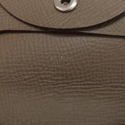 Pre-owned Hermes Bastia Etoupe Gray Epsom Leather Coin Purse/coin Case ()