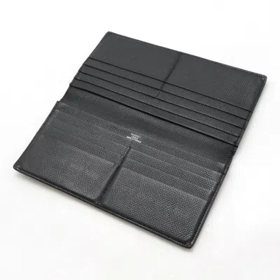 Pre-owned Hermes Black Epsom Leather Long Bill Wallet (bi-fold) ()