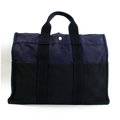 Pre-owned Hermes Black Navy Canvas Tote Bag ()