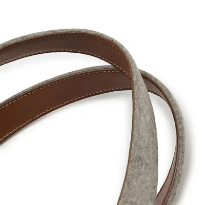 Pre-owned Hermes Brown Gray Felt Leather Handbag Tote Bag ()