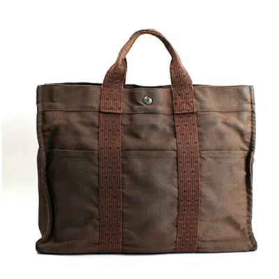 Pre-owned Hermes Brown Nylon Canvas Tote Bag ()