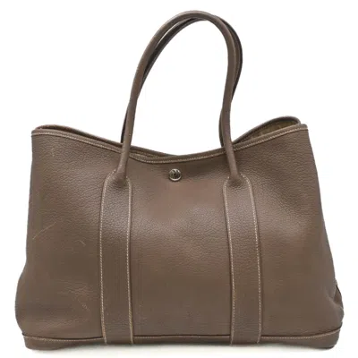 Pre-owned Hermes Garden Etoupe Gray Grayish Negonda Leather Handbag Tote Bag ()