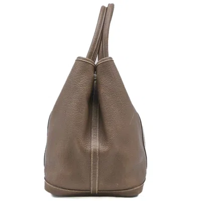 Pre-owned Hermes Garden Etoupe Gray Grayish Negonda Leather Handbag Tote Bag ()
