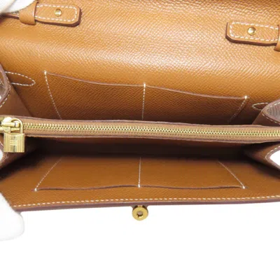 Pre-owned Hermes Gold Epsom Leather Chain/shoulder Wallet ()