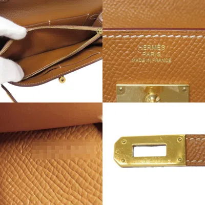Pre-owned Hermes Gold Epsom Leather Chain/shoulder Wallet ()