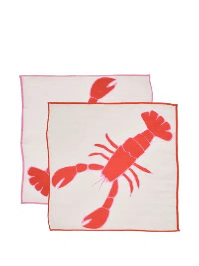 Amuse La Bouche Lobster Linen Napkins (set Of Two) In Multi