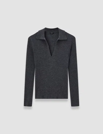 Joseph Womens Smoke Merino Rib Knit Polo Top In Multi