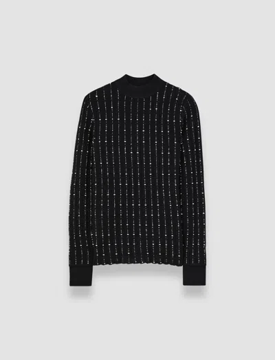 Joseph Fragmented Stripes Mock Neck Top In Black