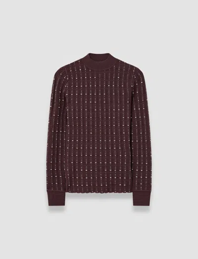 Joseph Fragmented Stripes Mock Neck Top In Purple