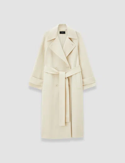Joseph Navarre Linear Double Face Wool Coat In White