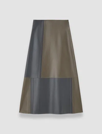 Joseph Cezanne Overlay Nappa Leather Skirt In Gray