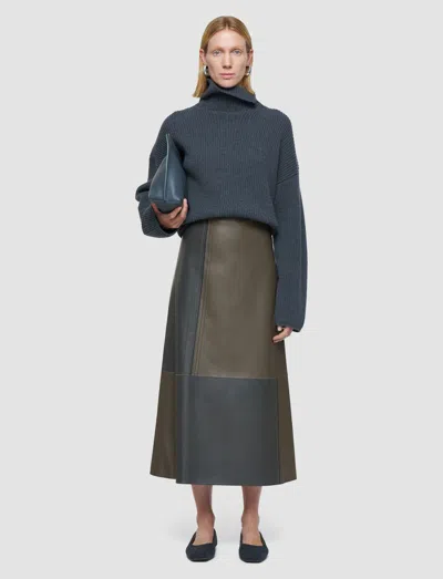 Joseph Cezanne Overlay Nappa Leather Skirt In Gray
