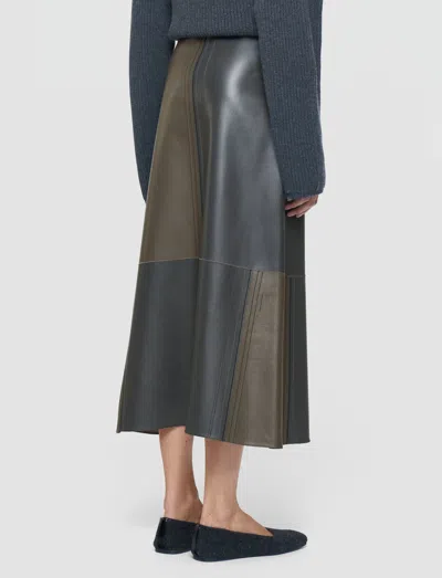 Joseph Cezanne Overlay Nappa Leather Skirt In Gray