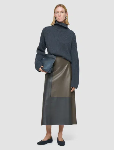 Joseph Cezanne Overlay Nappa Leather Skirt In Gray