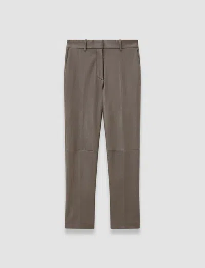 Joseph Womens Mushroom Coleman Straight-cut Leather Trousers In Green
