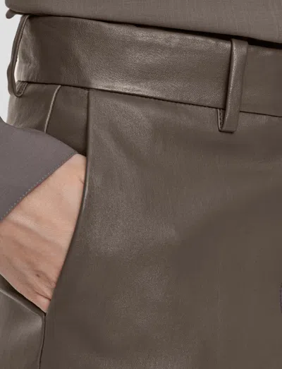 Joseph Womens Mushroom Coleman Straight-cut Leather Trousers In Green