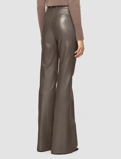 Joseph Womens Mushroom Tafira Flared Stretch-leather Trousers In Gray