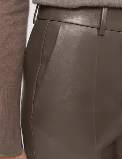 Joseph Womens Mushroom Tafira Flared Stretch-leather Trousers In Gray