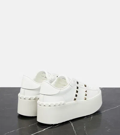 Valentino Garavani White Rockstud Elegant Sneakers With Golden Studs