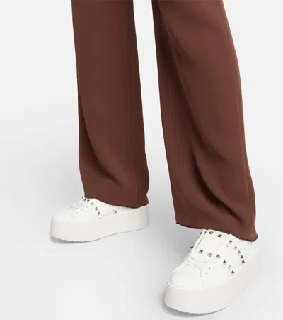 Valentino Garavani White Rockstud Elegant Sneakers With Golden Studs