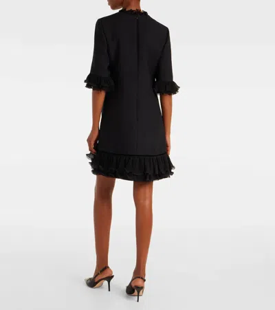 Valentino Garavani Ruffle Trim Crepe Couture Minidress In Black