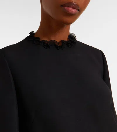 Valentino Garavani Ruffle Trim Crepe Couture Minidress In Black