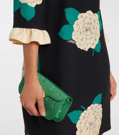 Valentino Apres Lhiver Macro Ortensia Mini Dress With Bow In Black