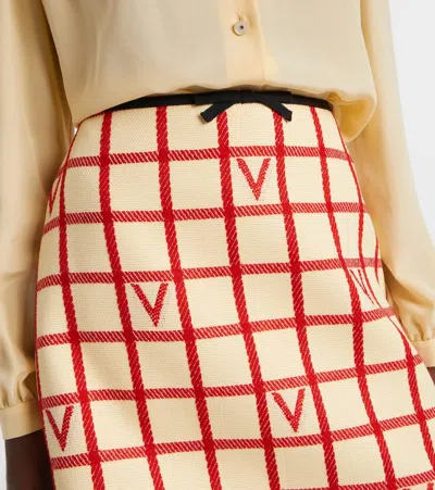 Valentino Midi Skirt With Button Accents And High Waist In Multi