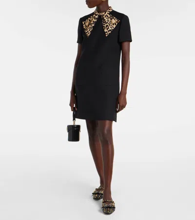 Valentino Black Crepe Couture Dress With Animal-print Bow