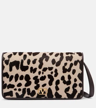 Valentino Printed Calf Hair Mini Vlogo Signature Shoulder Bag In Animal Print