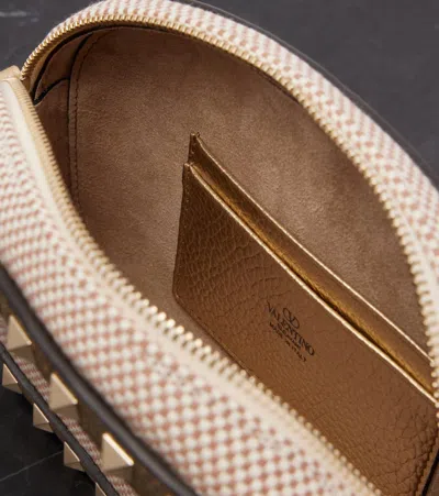 Valentino Rockstud Vlogo Mini Canvas Shoulder Bag In Blue