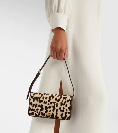 Valentino Printed Calf Hair Mini Vlogo Signature Shoulder Bag In Animal Print