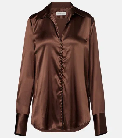Dries Van Noten Collared Long-sleeved Shirt In Brown