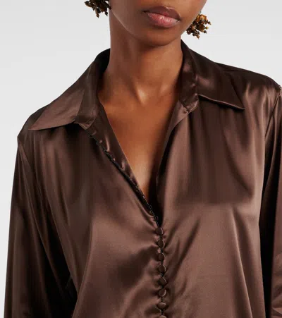 Dries Van Noten Collared Long-sleeved Shirt In Brown