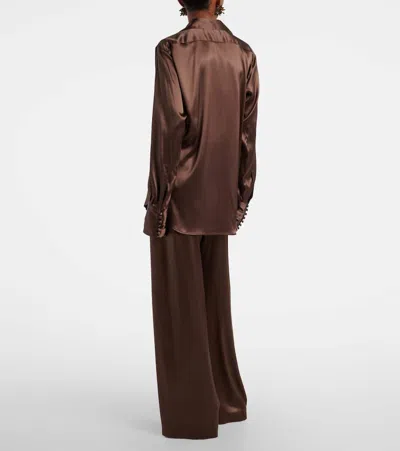Dries Van Noten Collared Long-sleeved Shirt In Brown