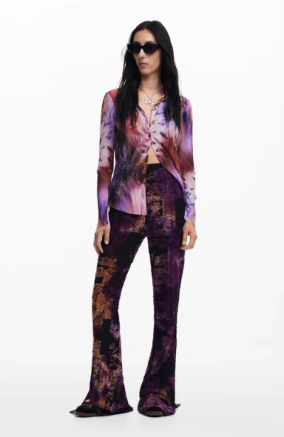 Desigual Lua Pull-on Flare Pants In Brown