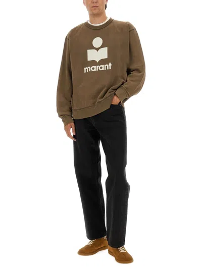 Isabel Marant Ribbed Crew Neck Sweater With Long Sleeves In Brown