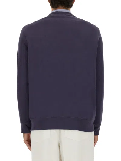 Polo Ralph Lauren Navy Blue Cotton Blend Sweatshirt With Iconic Bear Logo In Blue