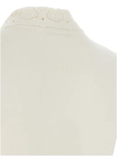 Magda Butrym Long-sleeve Tricot Polo Bodysuit In White