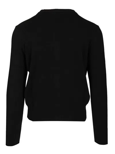 Ami Alexandre Mattiussi V-neckline Cardigan With Ribbed Cuffs And Hem In Black