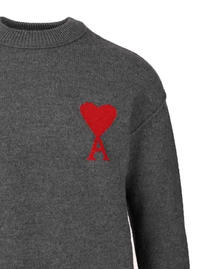Ami Alexandre Mattiussi Ami De Coeur Sweater Sweatshirts Grey In Gray