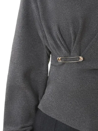 Lanvin Draped Jumper In Gray