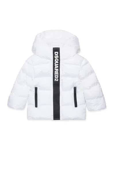 Dsquared2 Long Padded Jacket With Logo In White