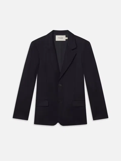 Frame Single Breasted Blazer In Blue